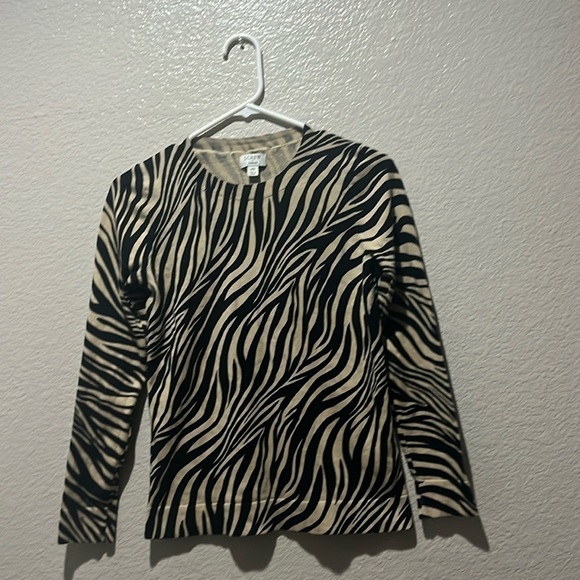 J.Crew Factory Women's Animal-print Zebra Teddie Cotton Sweater Size XS - Picture 1 of 8